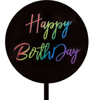 Топпер Happy Birthday Круг черный яркие буквы 615135/ВВ